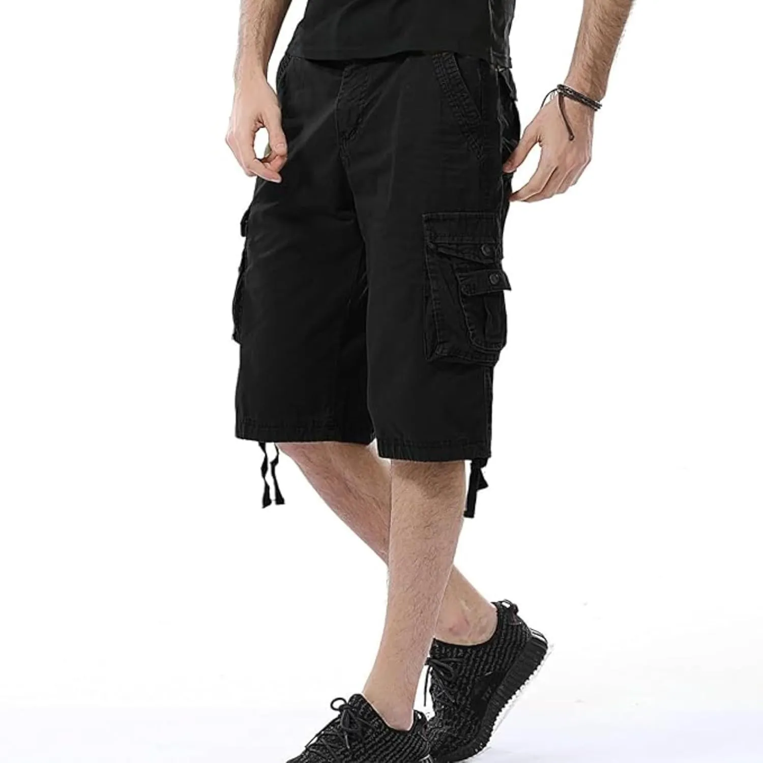 Men's Multi Pocket Zipper Cargo Short Outdoor Casual Loose Fit Dungarees Shorts, 30, Khakia1