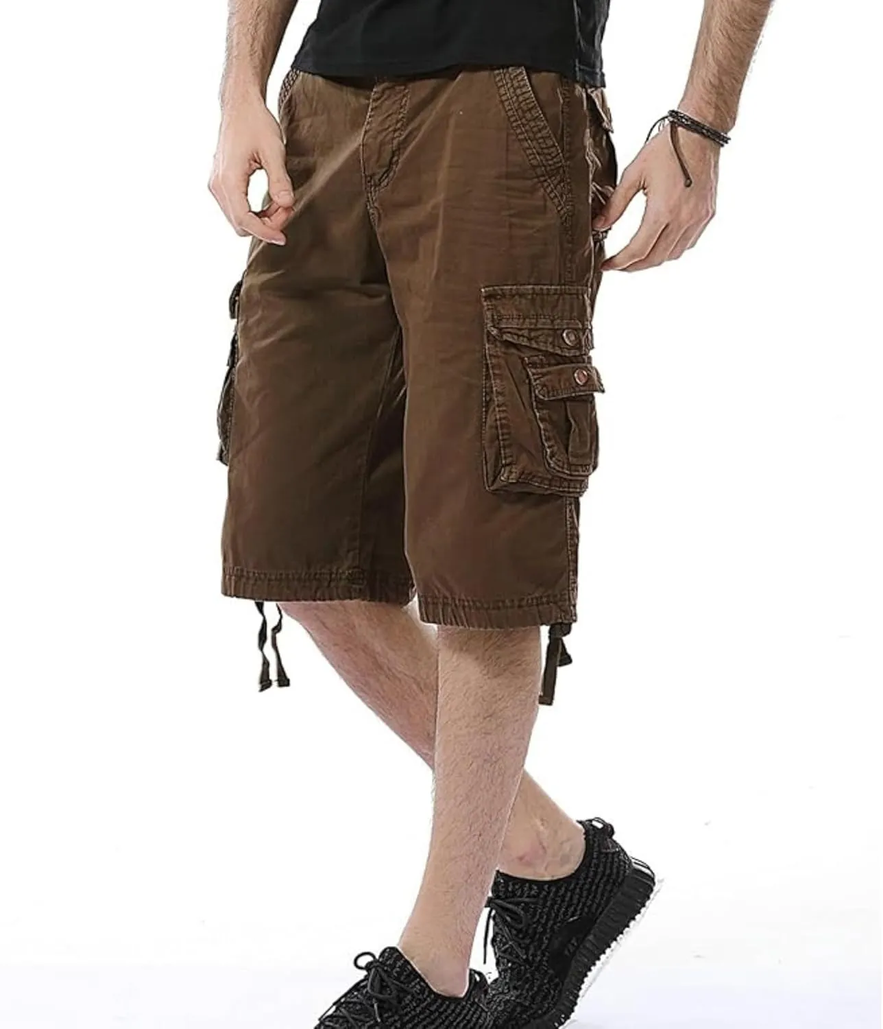 Men's Multi Pocket Zipper Cargo Short Outdoor Casual Loose Fit Dungarees Shorts, 30, Khakia1