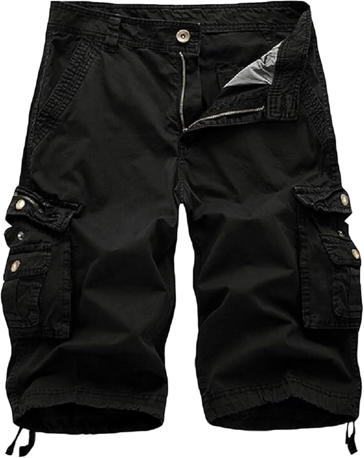 Men's Multi Pocket Zipper Cargo Short Outdoor Casual Loose Fit Dungarees Shorts, 30, Khakia1