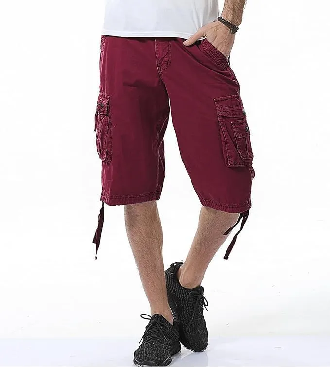 Men's Multi Pocket Zipper Cargo Short Outdoor Casual Loose Fit Dungarees Shorts, 30, Khakia1