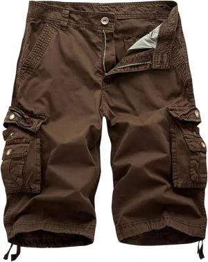 Men's Multi Pocket Zipper Cargo Short Outdoor Casual Loose Fit Dungarees Shorts, 30, Khakia1