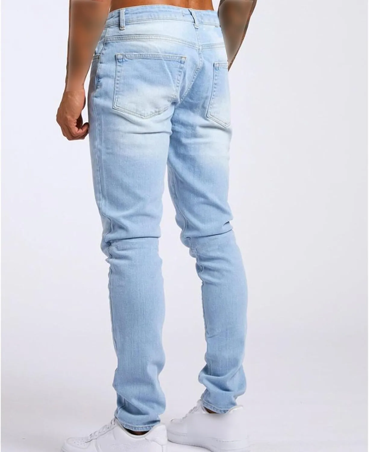 Men's Slim-Fit Stretch Jeans Vintage Regular Fit Denim Pants Straight Leg Classic Skinny Flex Jean Trousers