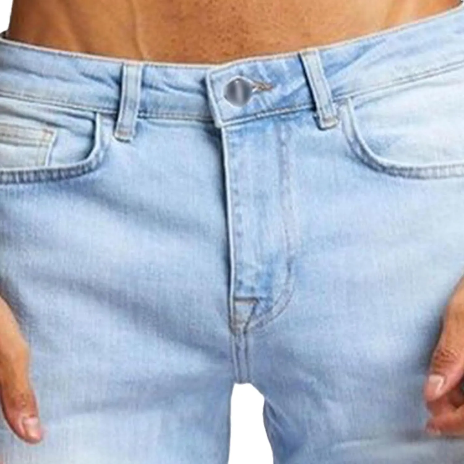 Men's Slim-Fit Stretch Jeans Vintage Regular Fit Denim Pants Straight Leg Classic Skinny Flex Jean Trousers
