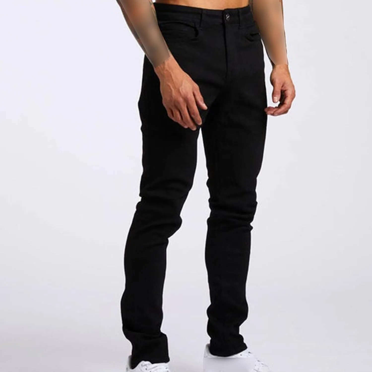 Men's Slim-Fit Stretch Jeans Vintage Regular Fit Denim Pants Straight Leg Classic Skinny Flex Jean Trousers
