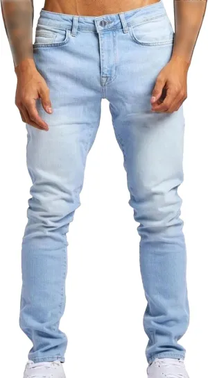 Men's Slim-Fit Stretch Jeans Vintage Regular Fit Denim Pants Straight Leg Classic Skinny Flex Jean Trousers