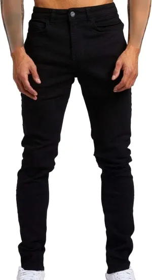 Men's Slim-Fit Stretch Jeans Vintage Regular Fit Denim Pants Straight Leg Classic Skinny Flex Jean Trousers