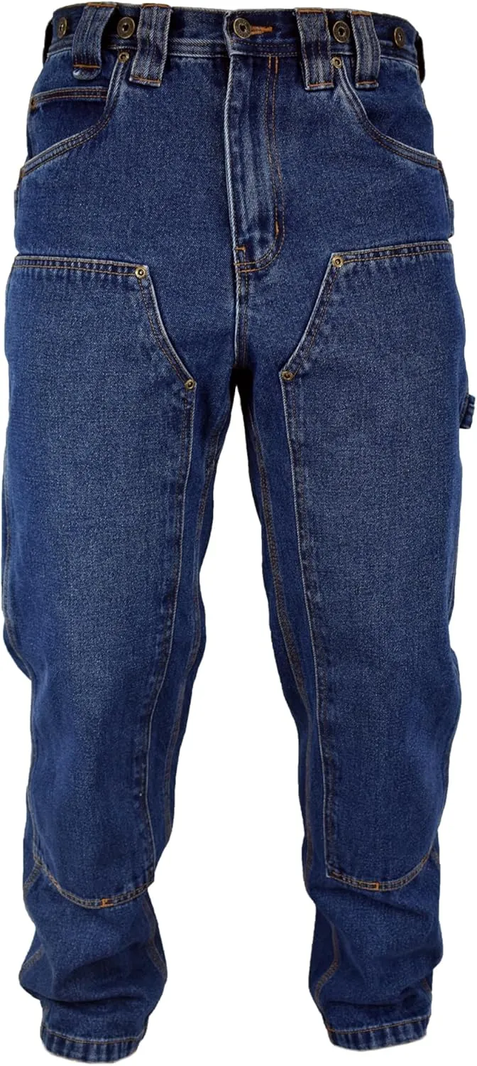Men's Stone Washed Double Front Logger Dungaree Pant