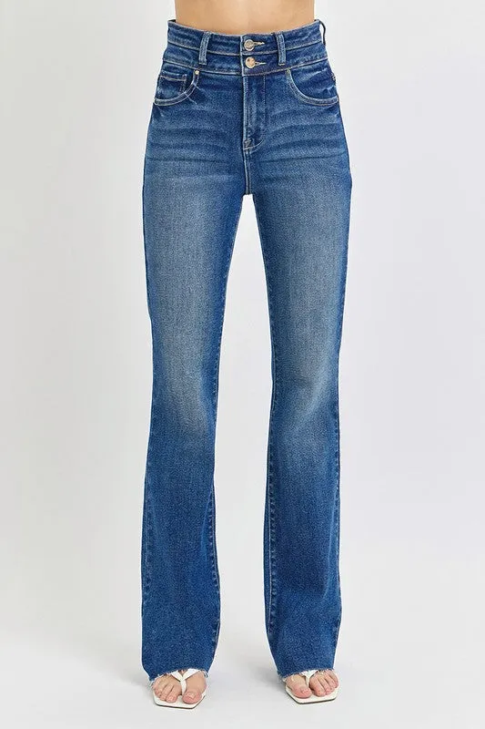 Pants- Carolina Risen High Rise Bootcut Double button Waist Jeans