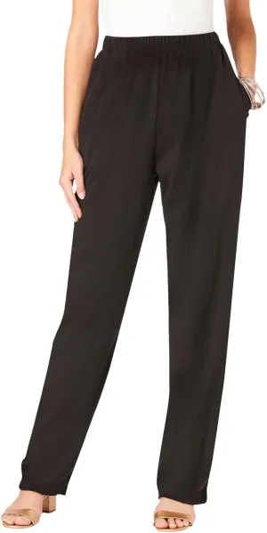 Pants for Women Casual Work Business Straight Leg Dress Lounge High Waisted Slacks Loose Fit Black Trousers