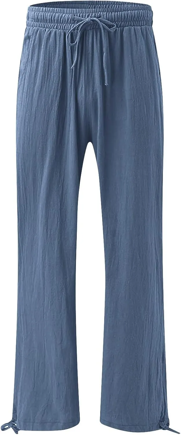 SHAOBGE Summer Pants for Women 2024 Womens Cotton Casual Loose Pants Comfy Work Pants with Elastic Trendy Pants