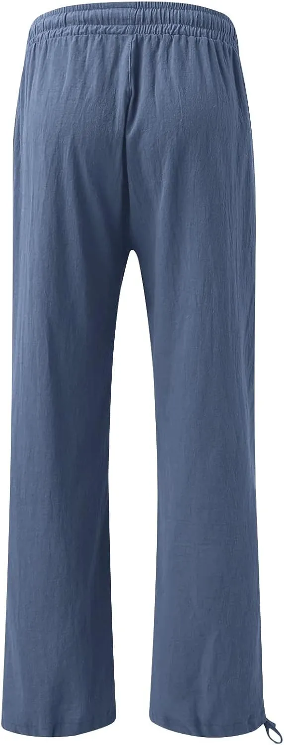 SHAOBGE Summer Pants for Women 2024 Womens Cotton Casual Loose Pants Comfy Work Pants with Elastic Trendy Pants