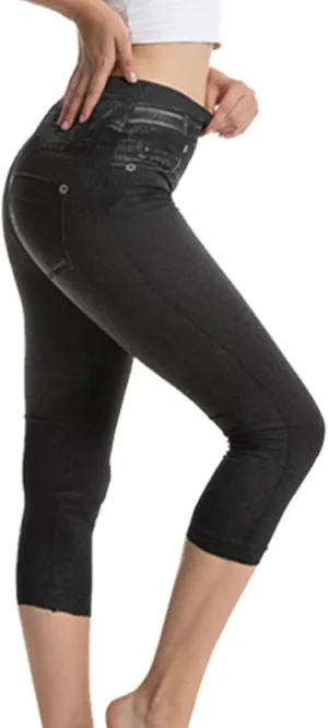 Stretchy Denim Capris for Ladies Slim Fit Summer Jean Pants High Waisted Hip Lifting Leggings Cropped Jeans