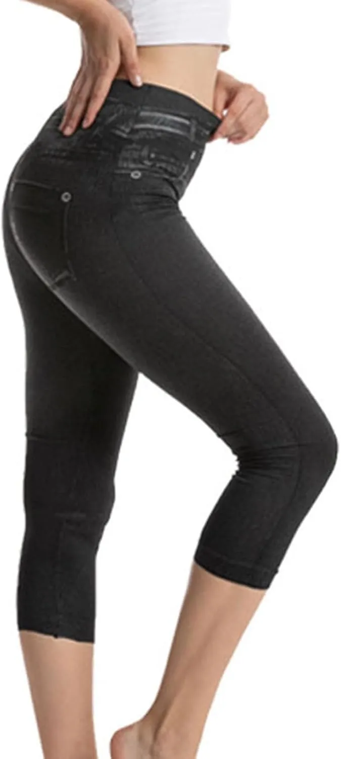 Stretchy Denim Capris for Ladies Slim Fit Summer Jean Pants High Waisted Hip Lifting Leggings Cropped Jeans