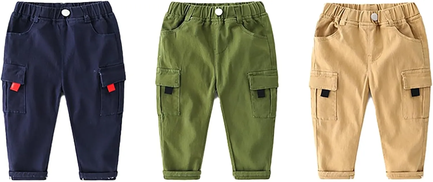 Toddler Boys Cargo Sweatpants Pockets Elastic Waist Kids Aesthetic Casual Baggy Athletic Joggers Trendy Comfy