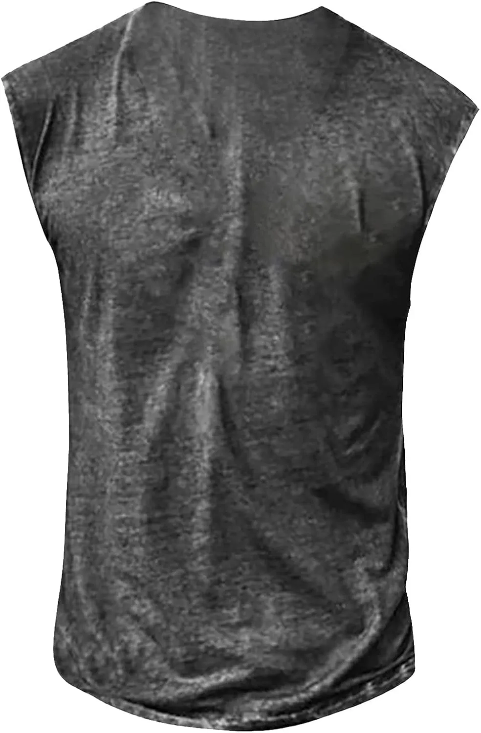 WENKOMG1 Men's Distressed Henley Shirt Sleeveless Graphic Tee Shirt Regular Fit Tank Top Fashion Shirt