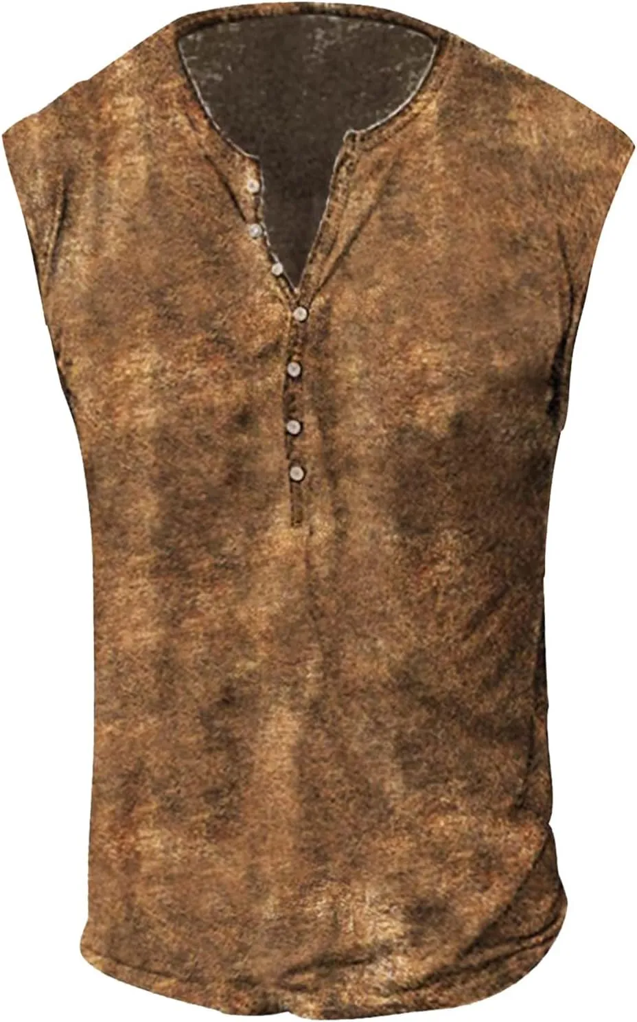 WENKOMG1 Men's Distressed Henley Shirt Sleeveless Graphic Tee Shirt Regular Fit Tank Top Fashion Shirt