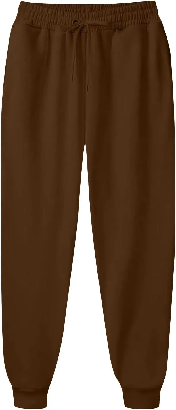 Women's Lightweight Joggers High Waisted Comfy Joggers Pants with Pockets Cinch Bottom Fleece Lined Lounge Pants