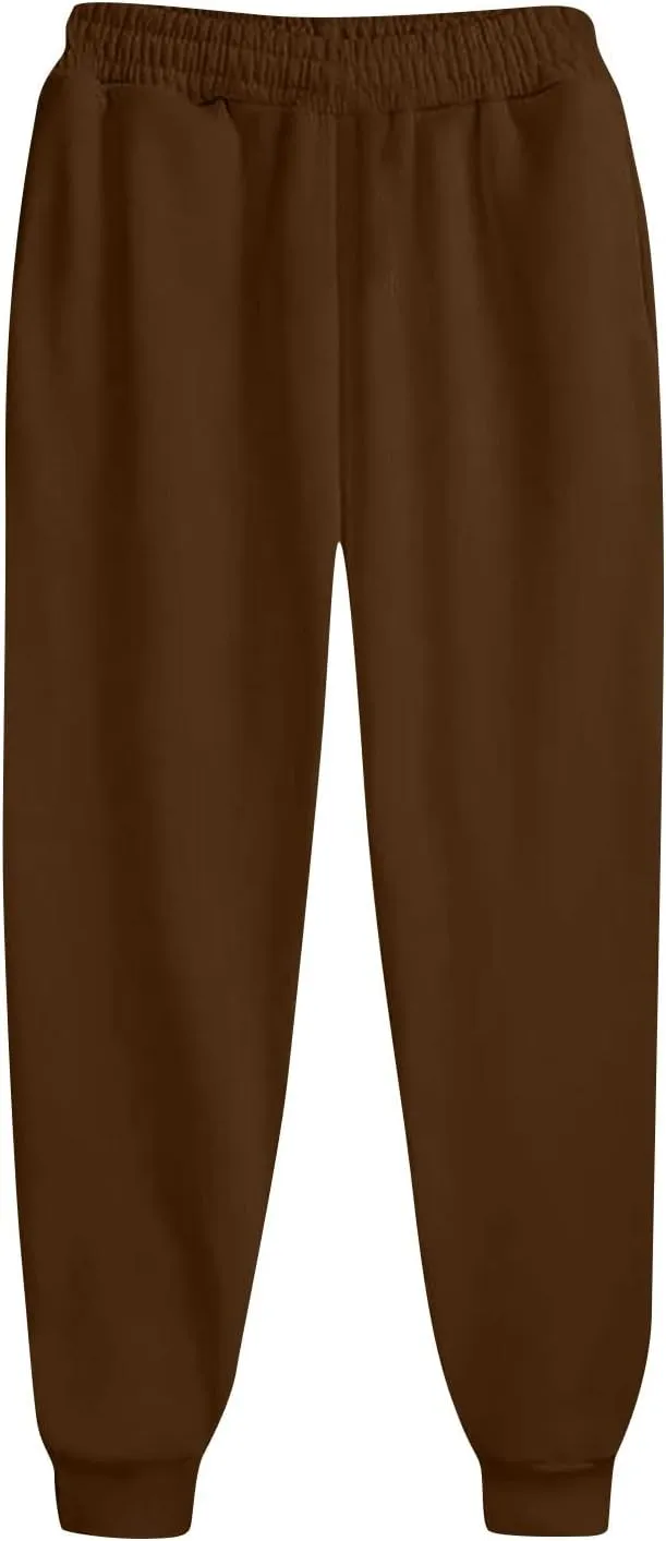 Women's Lightweight Joggers High Waisted Comfy Joggers Pants with Pockets Cinch Bottom Fleece Lined Lounge Pants